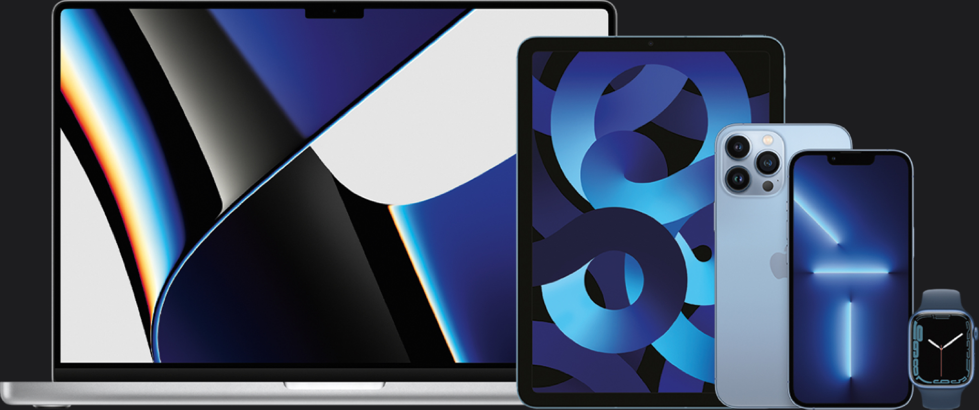 Slika Mac računala, iPada, iPhone-a i apple Watcha