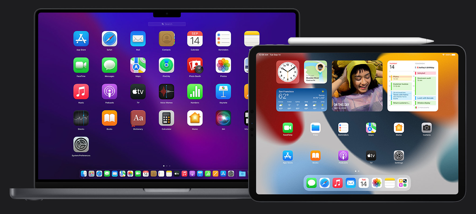 Slika Maca i iPada s početnim zaslonom