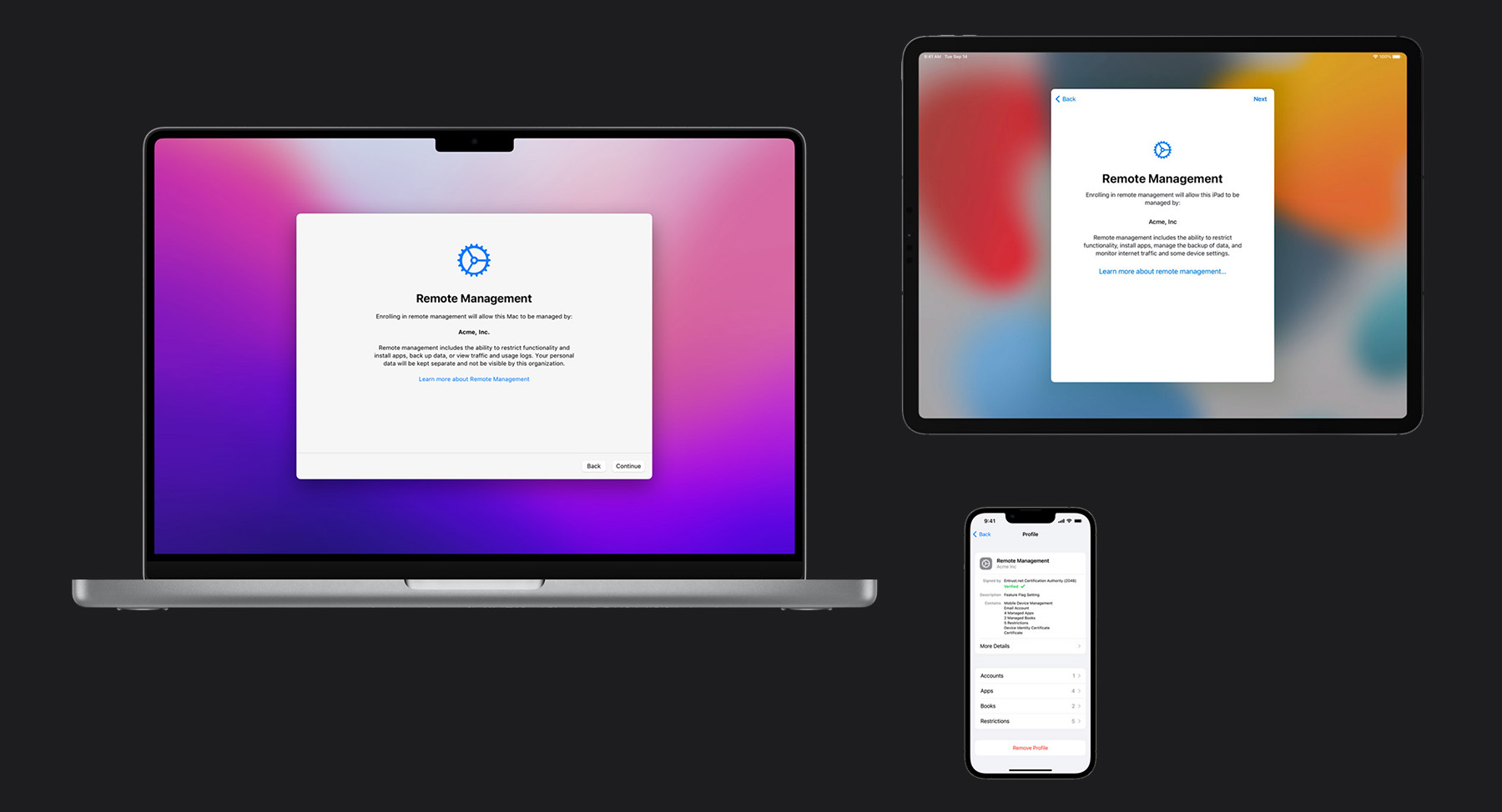Slika Apple uređaja sa zaslonom za upravljanje uređajem